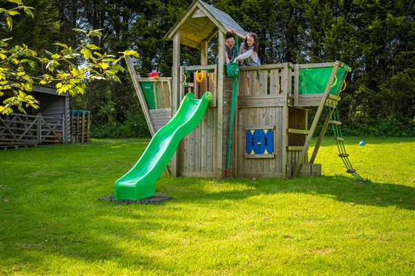 Children playing on climbing frame